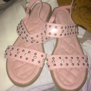 Soft pink bedazzled sandals